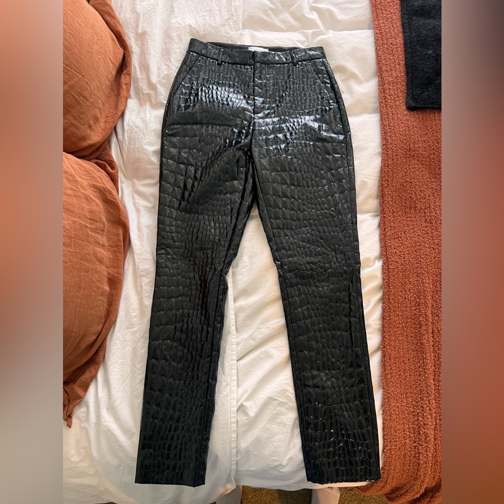 Anine Bing leather crocodile pants